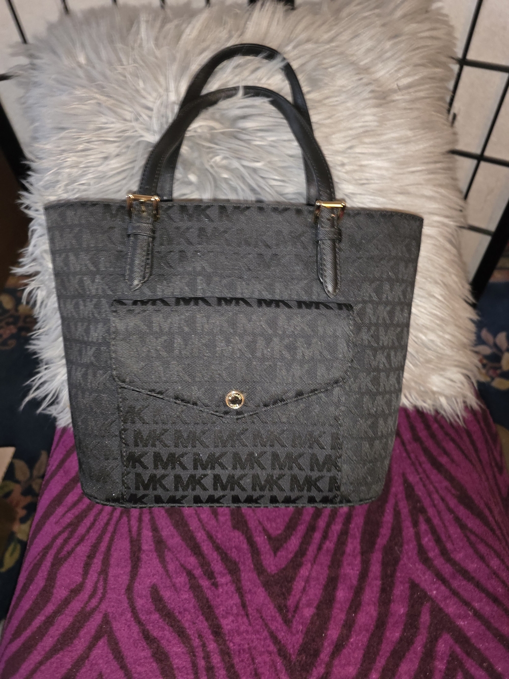 Michael Kors Black MK Logo Top-Handle Tote